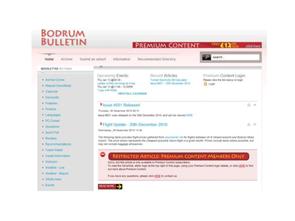 Bodrum Bulletin Website Design – January 2009