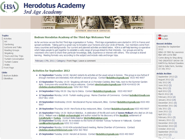Herodotus Third Age Academy Website Design – February 2010